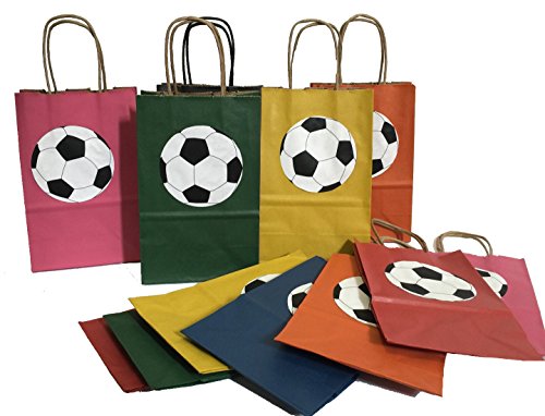 Soccer Theme Goodie Bags Assorted Colors 12PK | Gift Pinatas